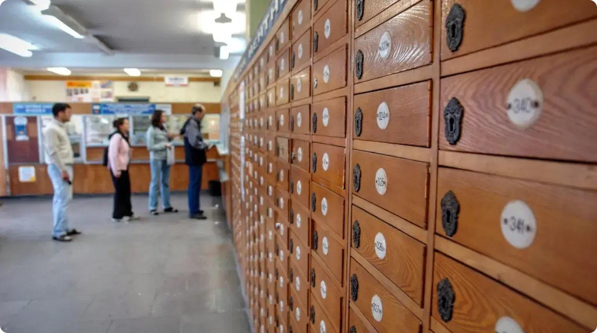 Post Office Po Boxes And Customers Queue