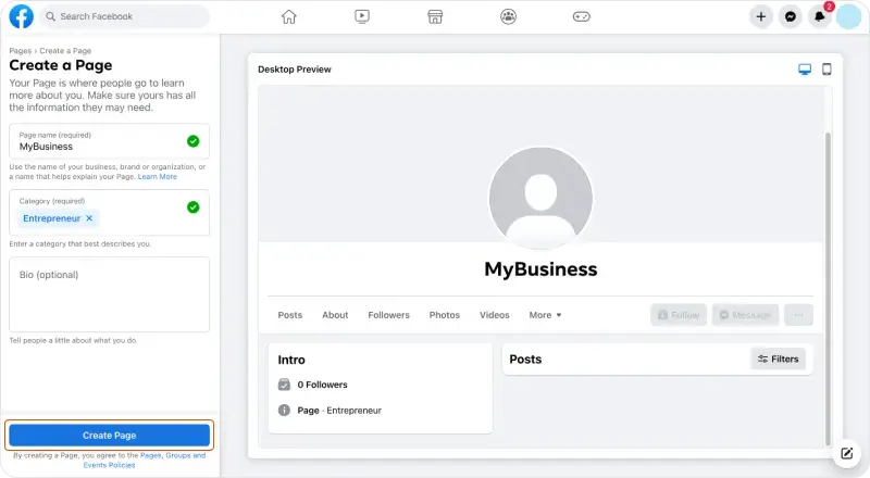Create Page Facebook Tutorial 3