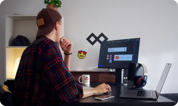 Designer Working On Ux Ui Project At Desk