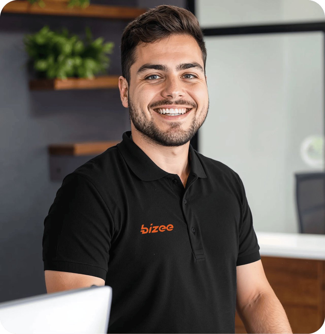 Smiling Man In LLC EURO Office Black Shirt Hero