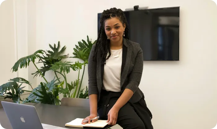 Smiling Woman Working With Documents