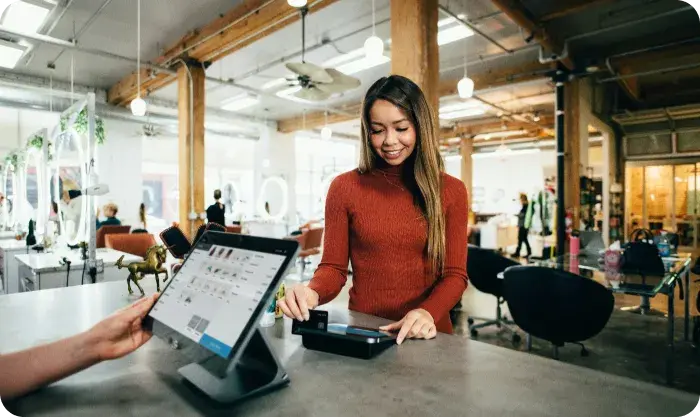 Woman Pays Via Terminal